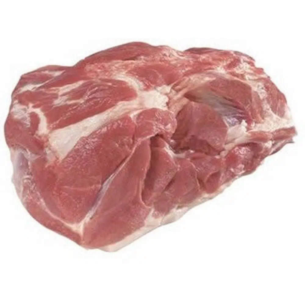 Fresh raw pork shoulder cut, marbled with at, ideal for slow roasting, grilling, or smoking to achieve tender, flavorful results. Available for pick-up