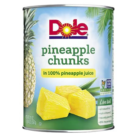 Dole® Canned Pineapple Chunks Fruit In 100% Pineapple Juice