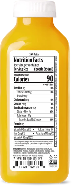 Probiotic Lemonade - Mango Turmeric - 15.2oz