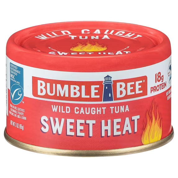 Bumble Bee Sweet Heat Light Tuna, Wild Caught, Gluten Free, 18g Protein per Serving, Ready to Eat, No Draining, Shelf Stable Pull Tab Can, 3oz