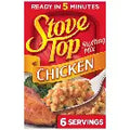 Stove Top Chicken Slowed Mix seasoning mix in a red and yellow box, featuring a bowl of prepared chicken and rice on the front.